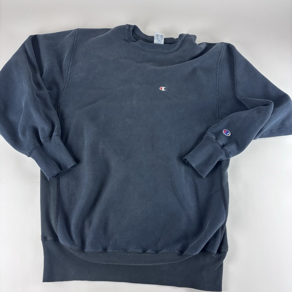 VINTAGE Champion Sweatshirt Mens 2XL Blue Reverse Weave Crewneck Made‎ Mexico